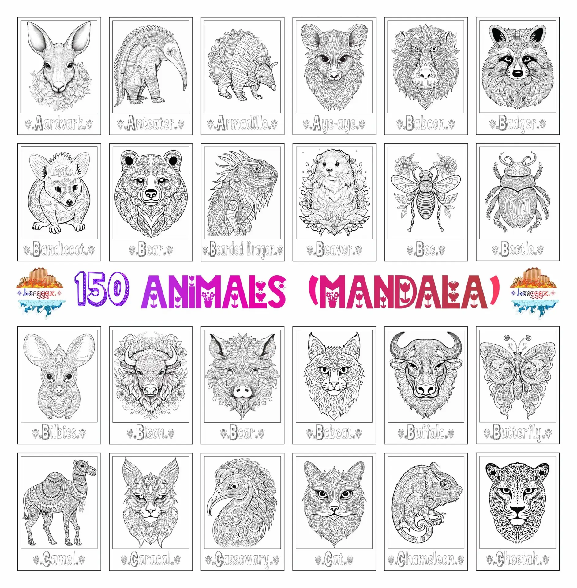 COLORING BOOK - 168 MANDALA ANIMALS