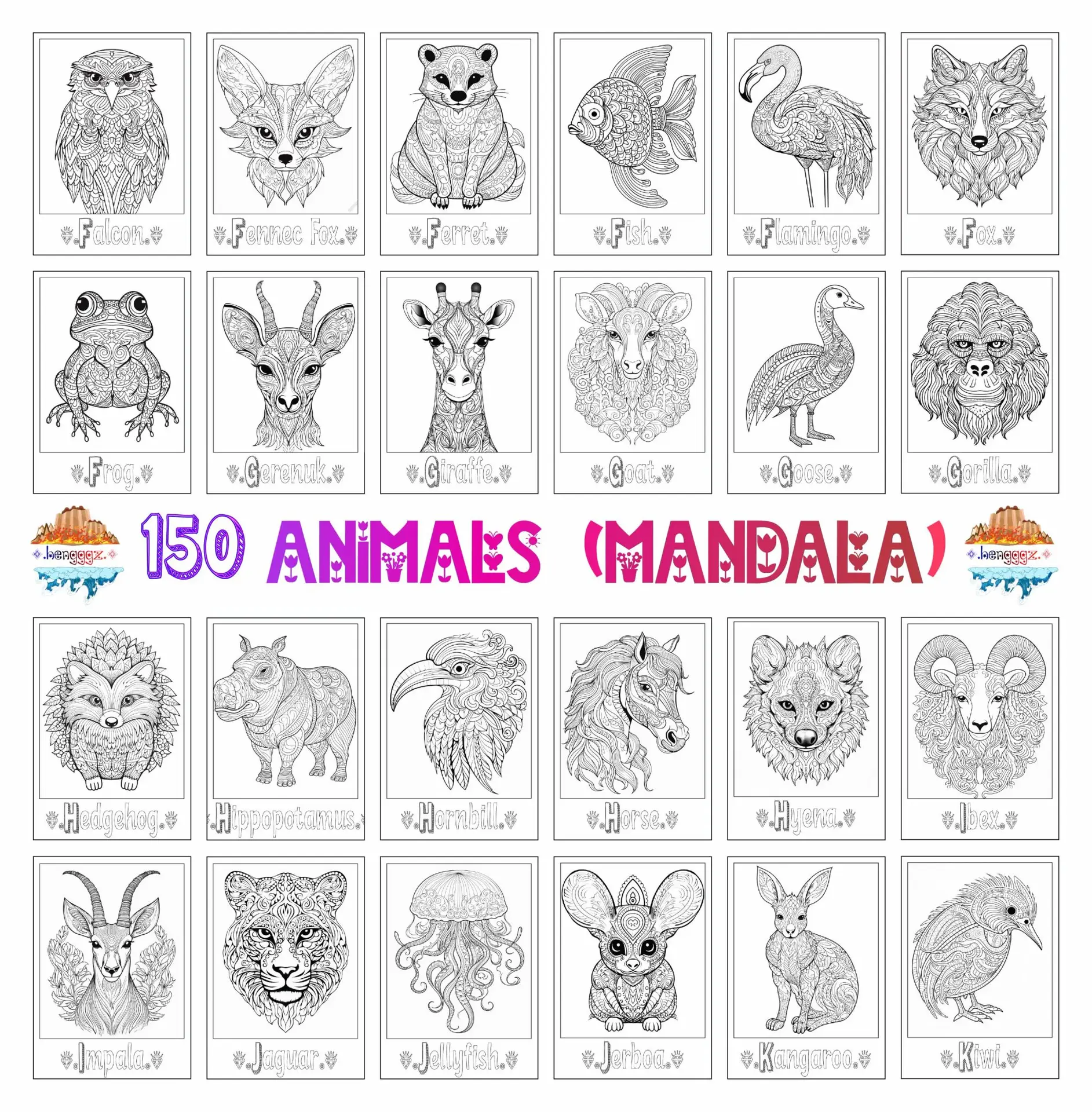 COLORING BOOK - 168 MANDALA ANIMALS