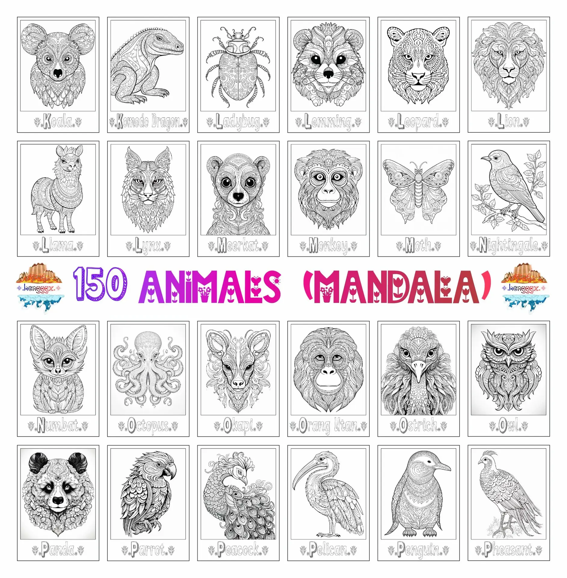 COLORING BOOK - 168 MANDALA ANIMALS
