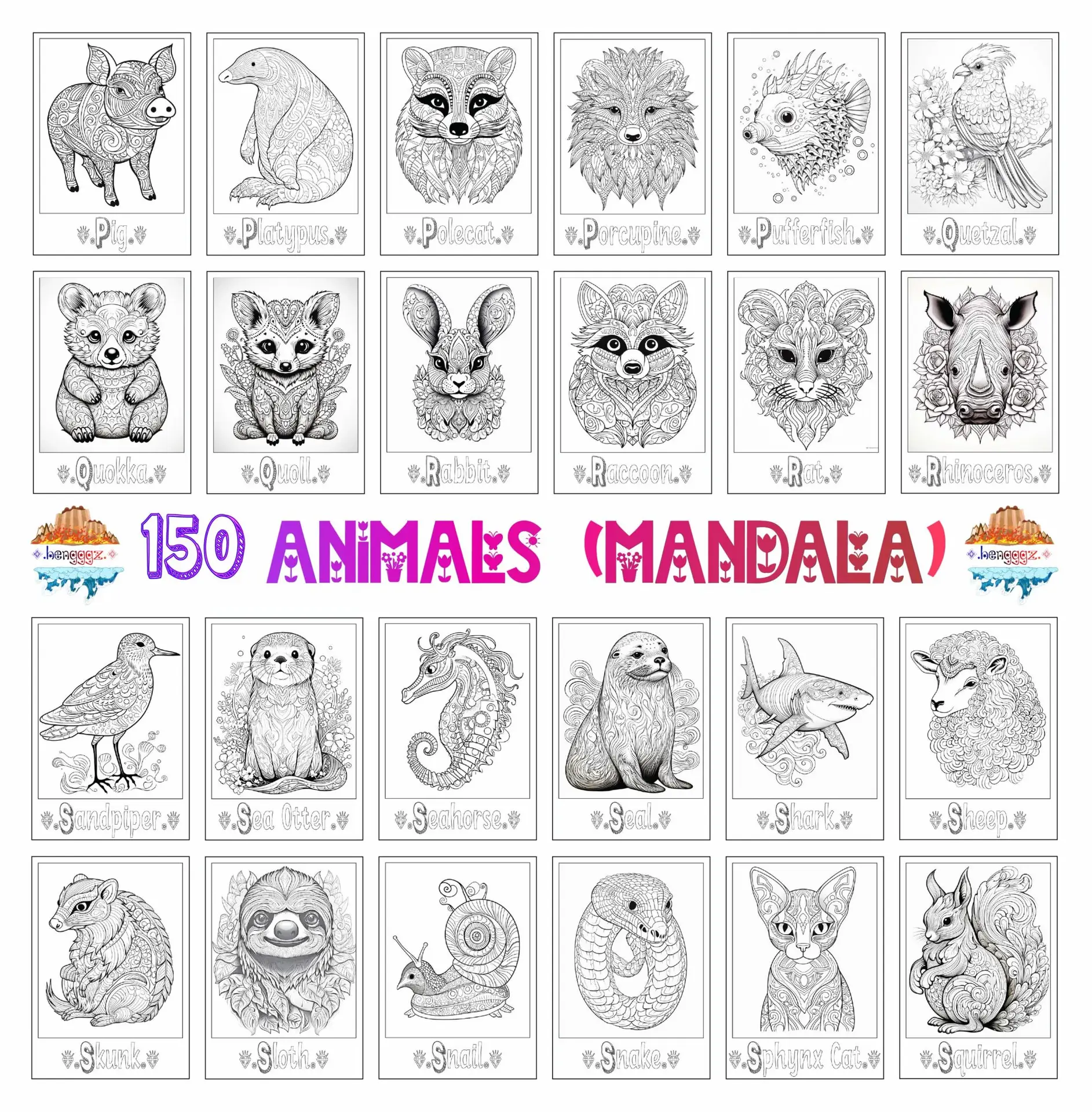 COLORING BOOK - 168 MANDALA ANIMALS