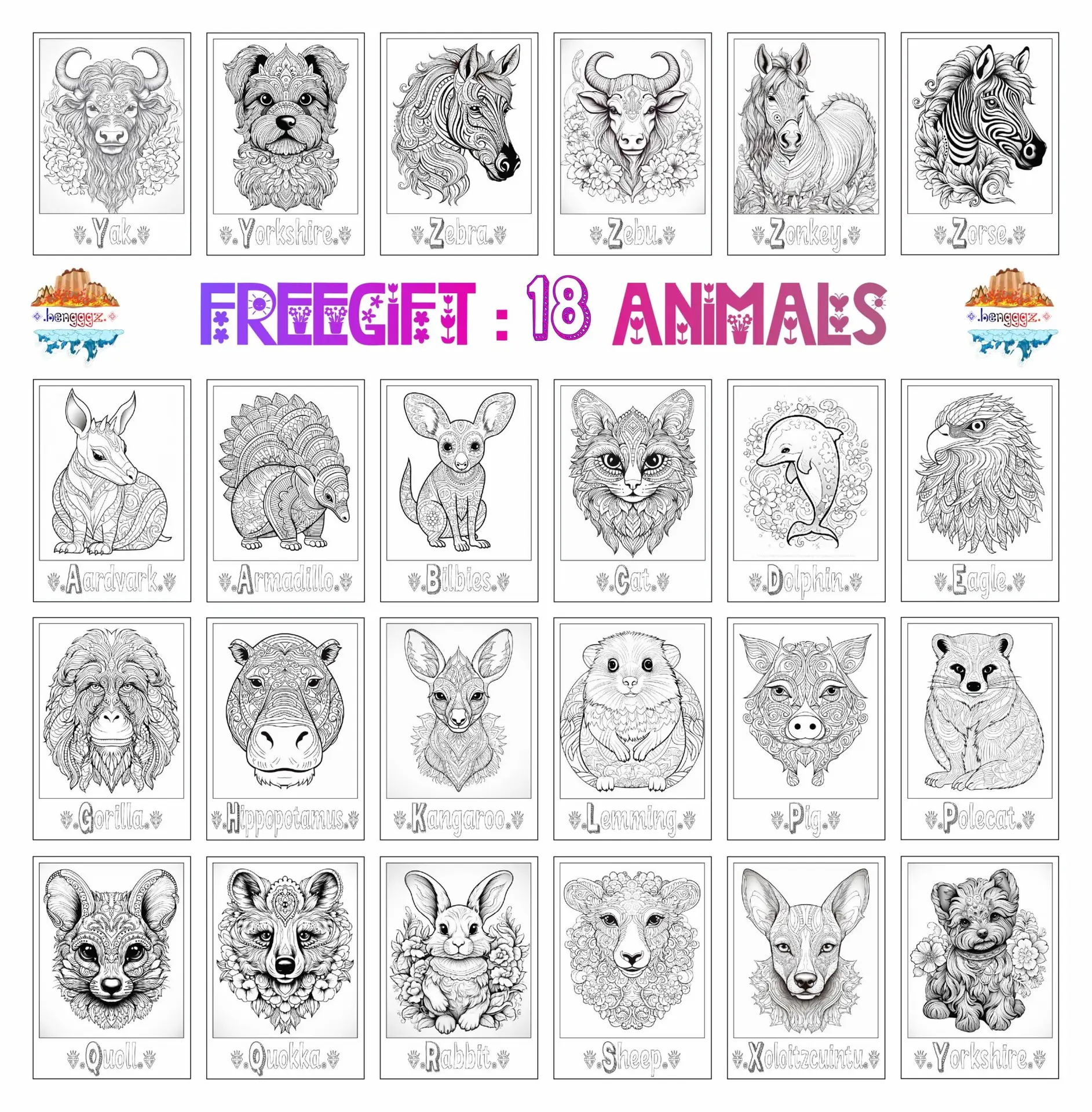 COLORING BOOK - 168 MANDALA ANIMALS
