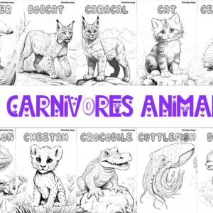 60 Carnivore Animals: Wildlife & Nature Inspired Coloring Book and Flashcards PDF