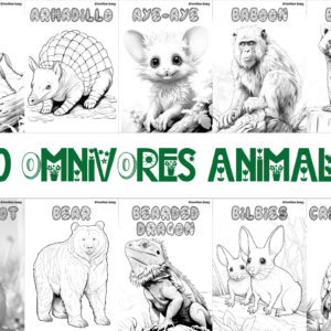 Coloring Book: 60 Omnivorous Animals