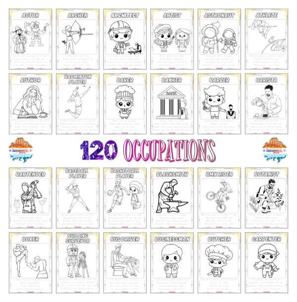 3-in-1 Learning Book: 120 Occupations
