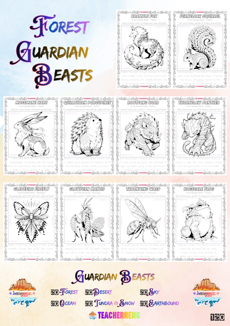 120 Guardian Beasts – Fantasy and Mythical Creatures Coloring and Tracing Book PDF