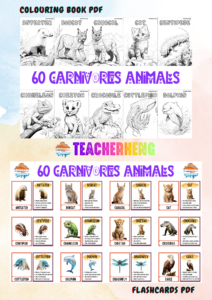 60 Carnivore Animals: Wildlife & Nature Inspired Coloring Book and Flashcards PDF
