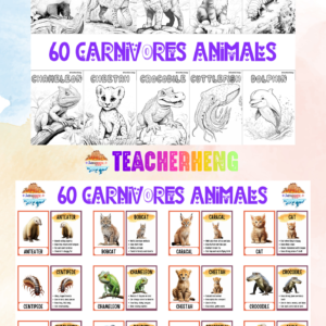 60 Carnivore Animals: Wildlife & Nature Inspired Coloring Book and Flashcards PDF