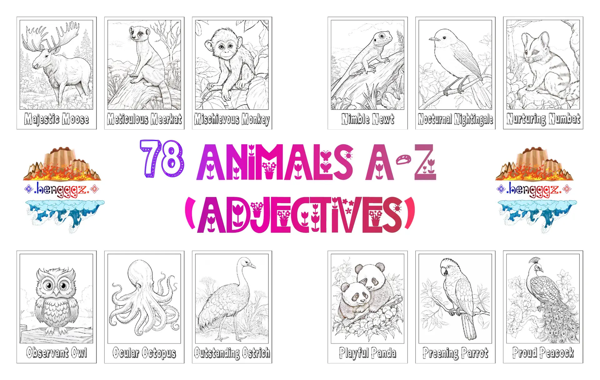 COLORING BOOK: ADJECTIVE ANIMALS
