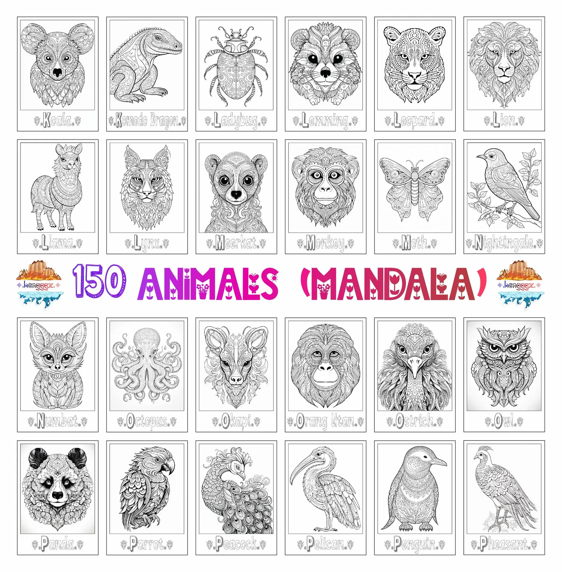 COLORING BOOK: MANDALA ANIMALS
