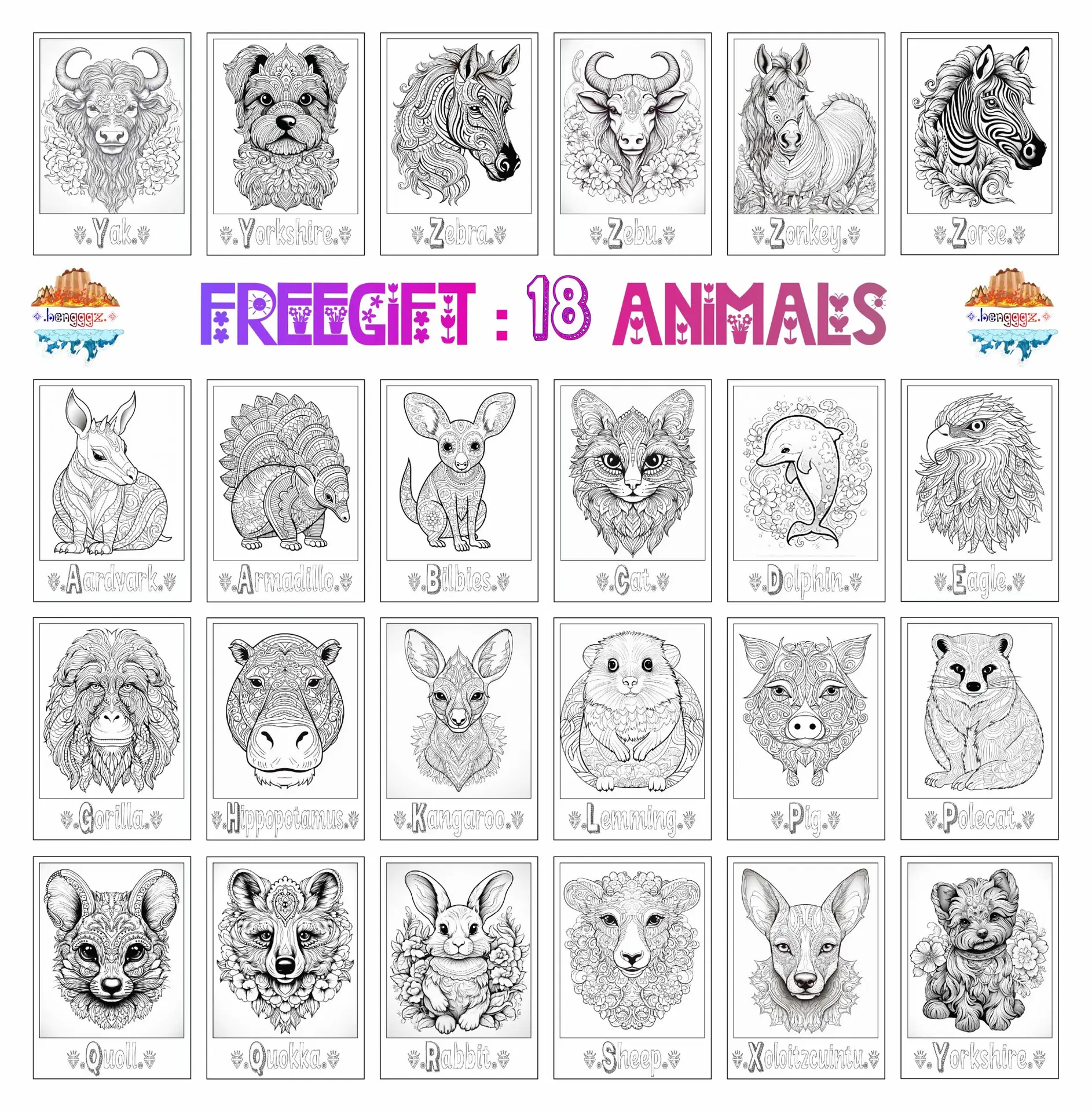 COLORING BOOK: MANDALA ANIMALS